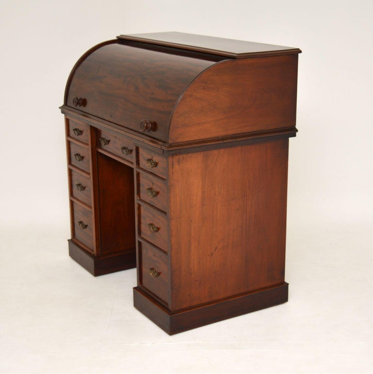 Antique Victorian Mahogany Cylinder Top Desk 5