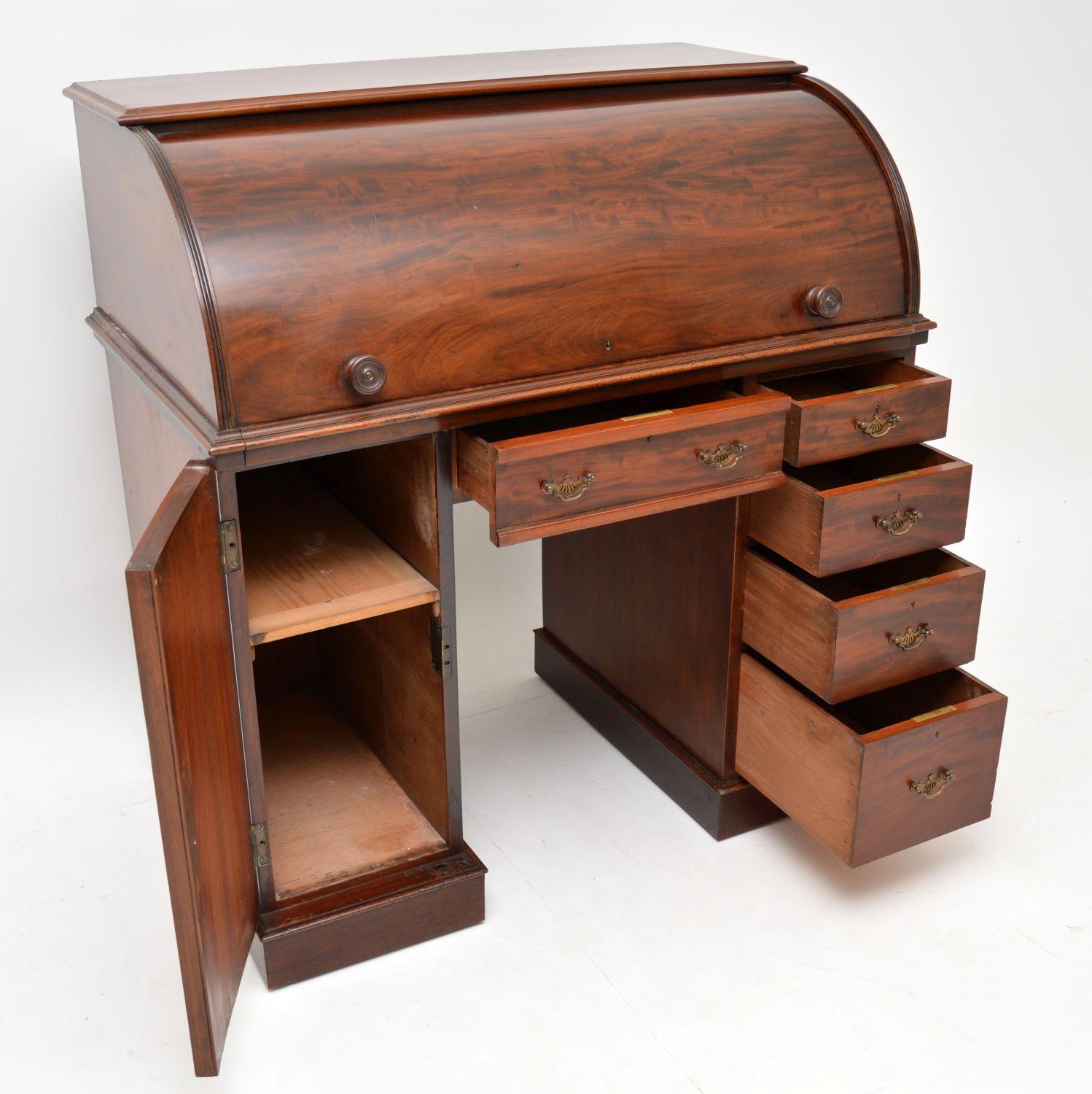 Antique Victorian Mahogany Cylinder Top Desk 1