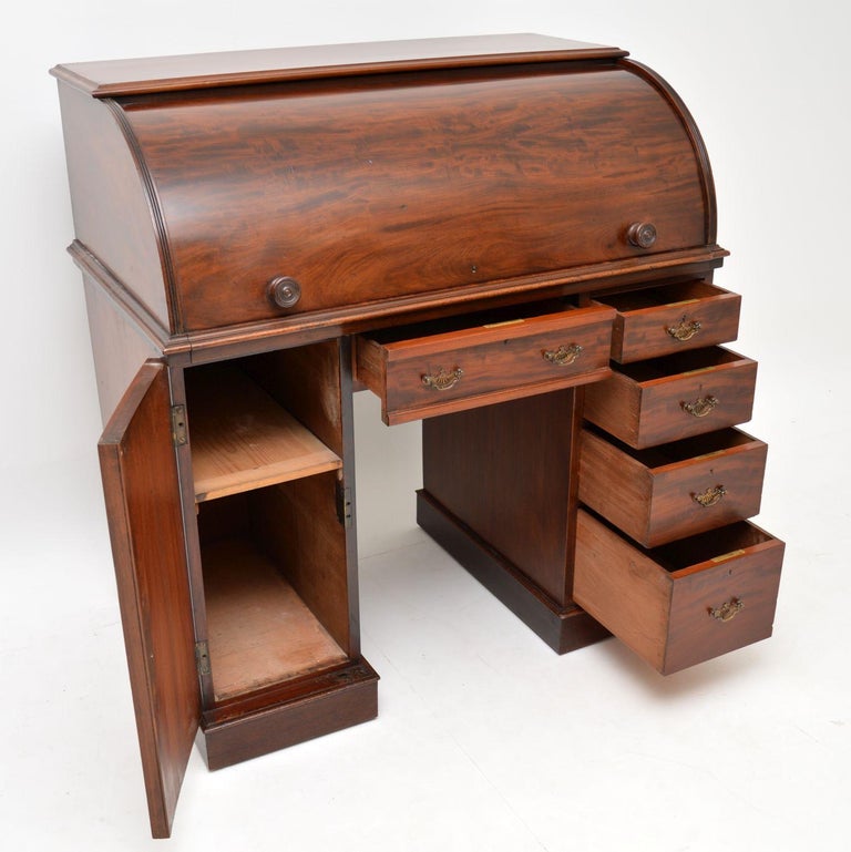 Antique Victorian Mahogany Cylinder Top Desk 3