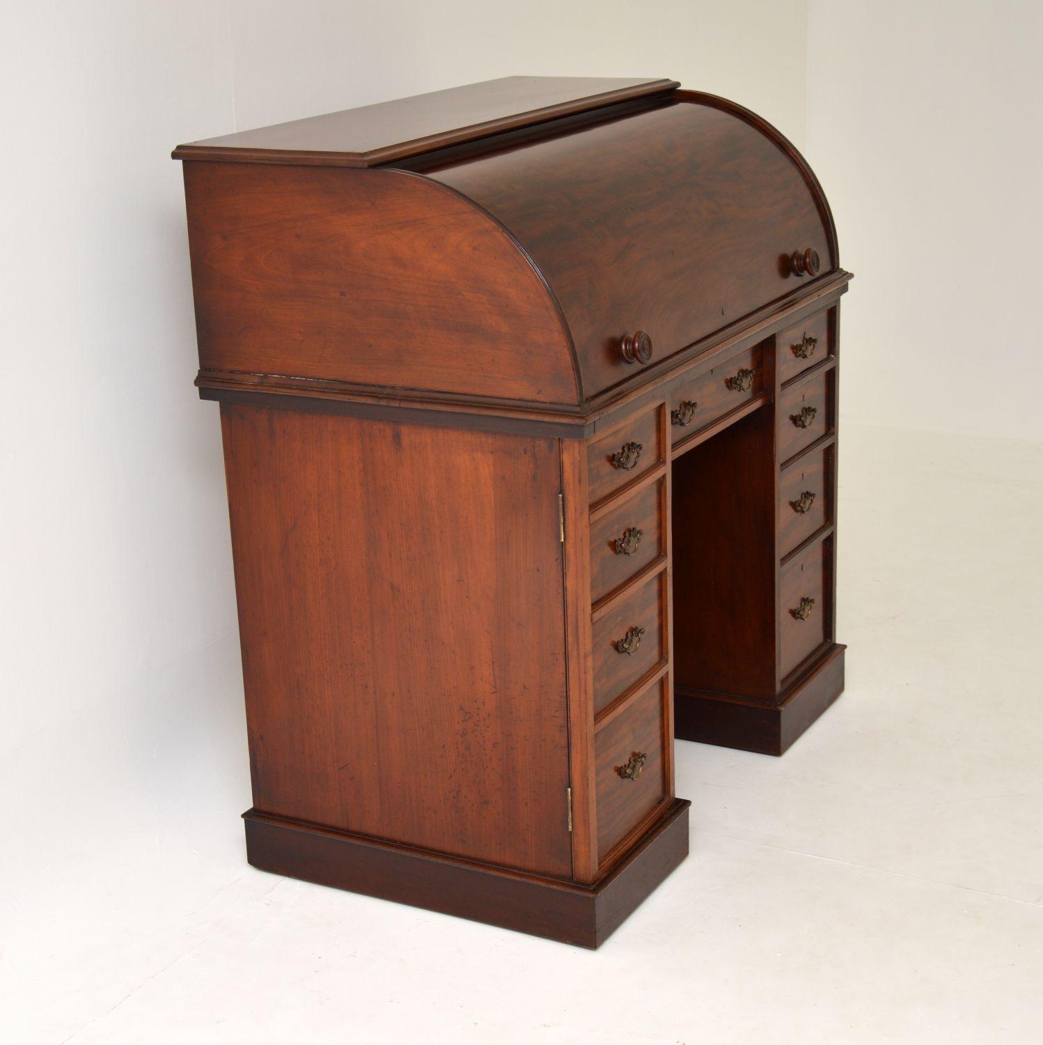 Antique Victorian Mahogany Cylinder Top Desk 2