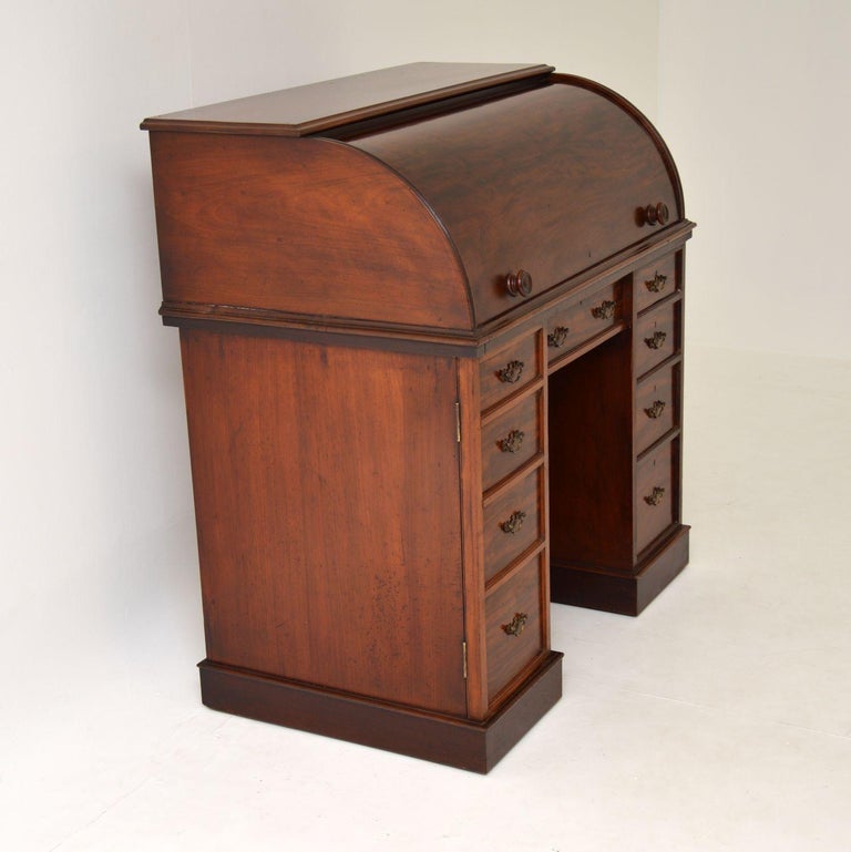 Antique Victorian Mahogany Cylinder Top Desk 4