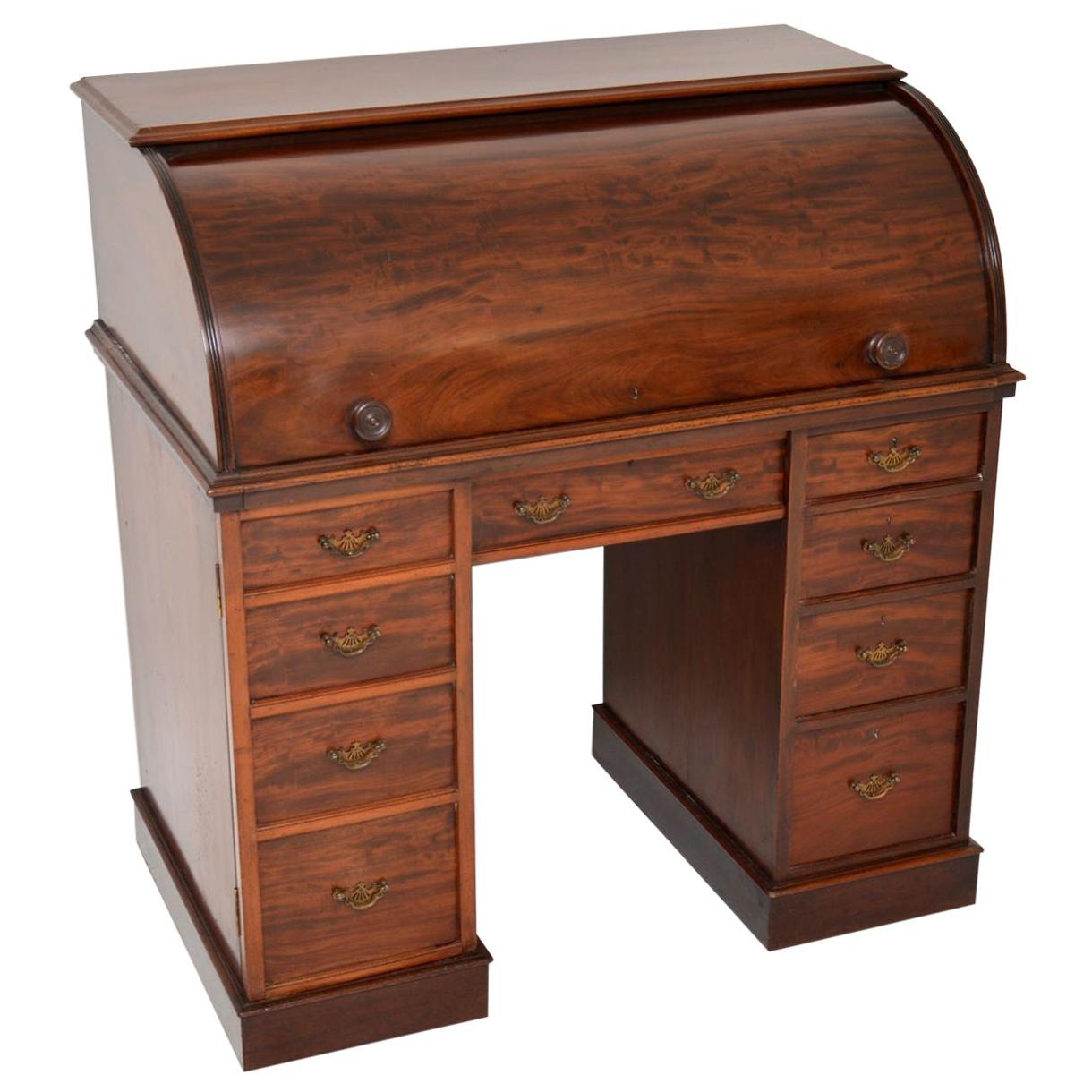 Antique Victorian Mahogany Cylinder Top Desk at 1stDibs