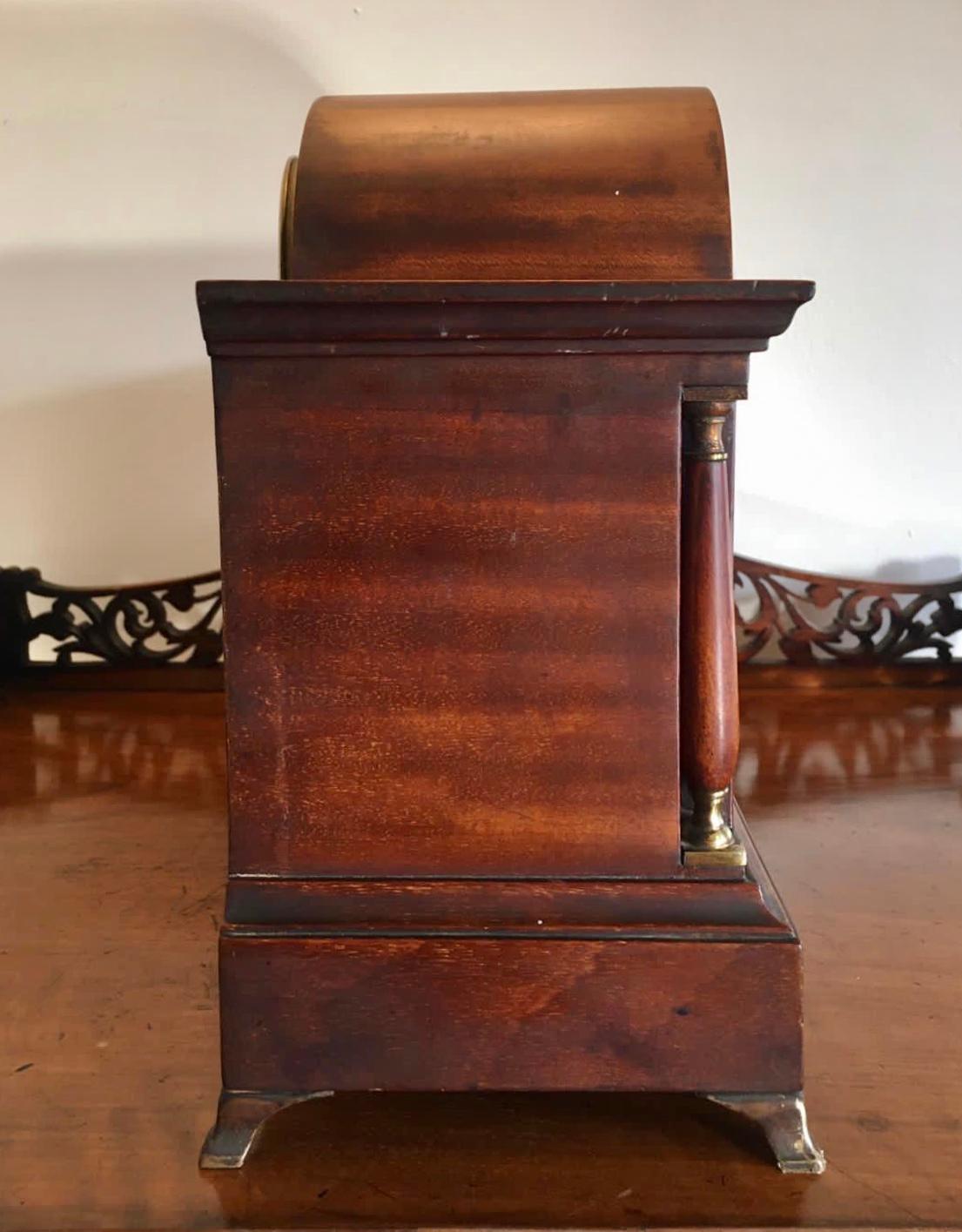 Inlay Antique Victorian Mahogany Desk Clock