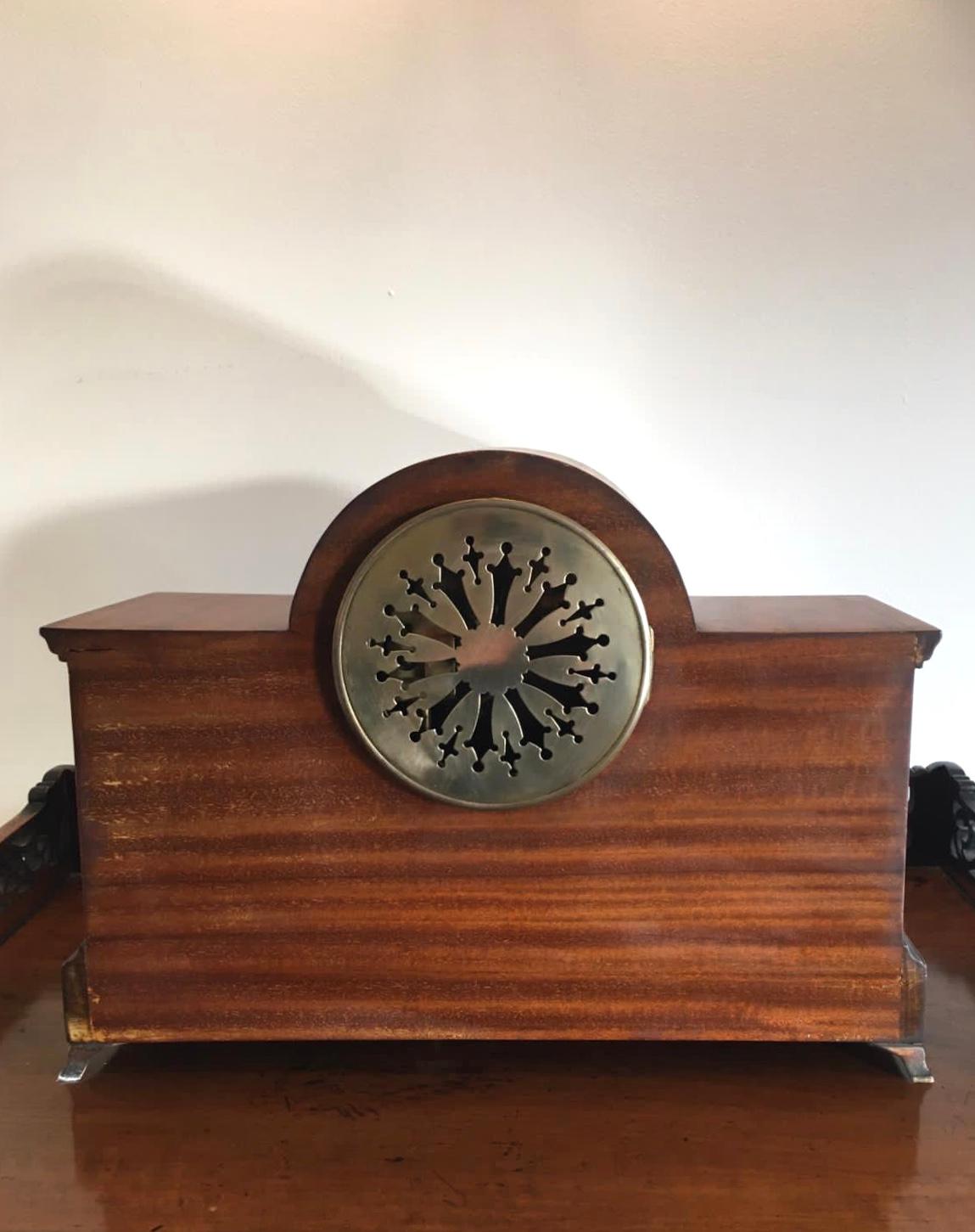 Early 20th Century Antique Victorian Mahogany Desk Clock