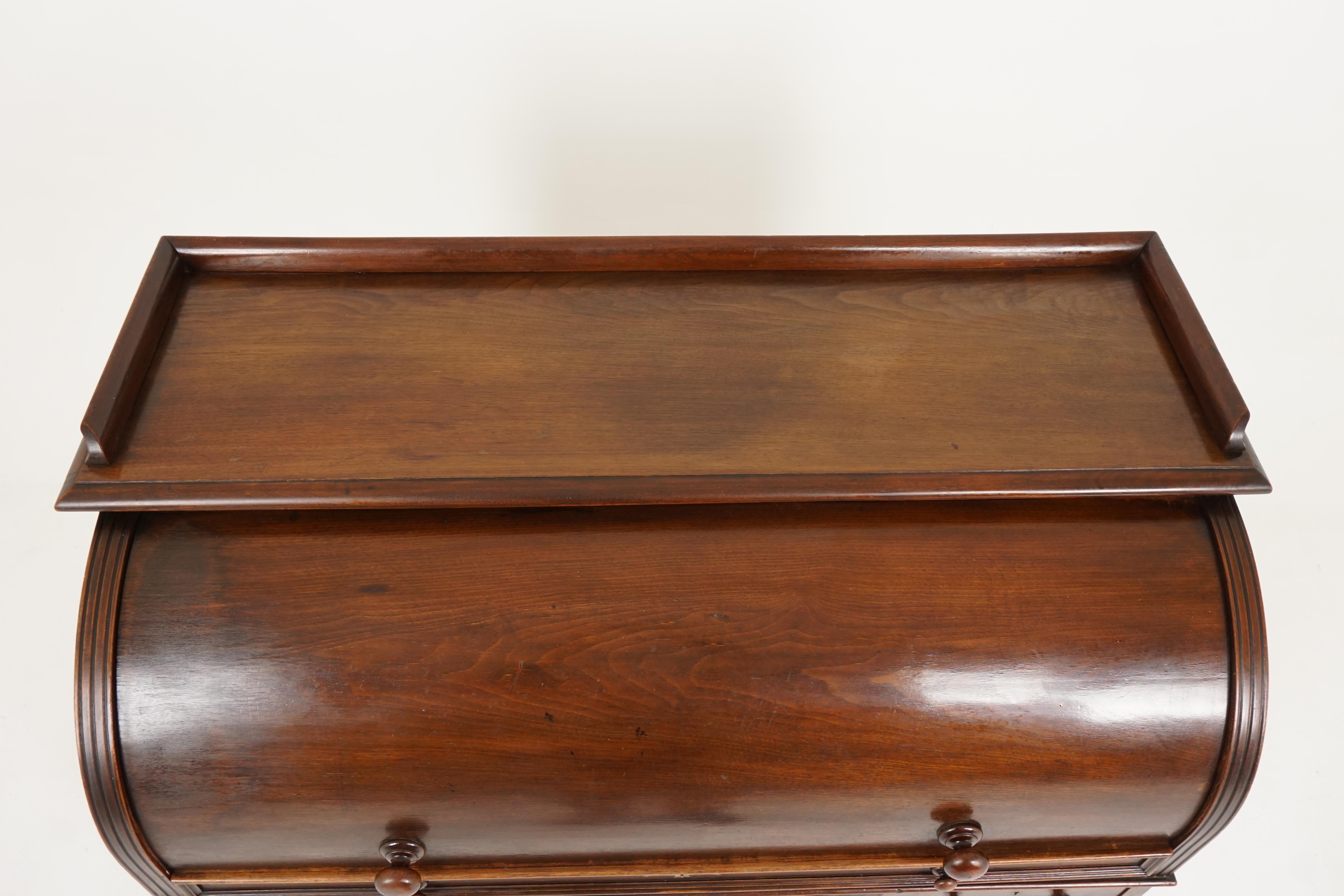 Antique Victorian Mahogany Desk, Roll Top Cylinder Desk, Scotland 1880, B2183 5