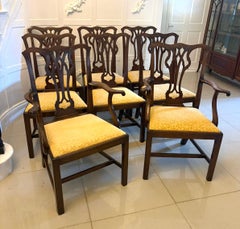 Antique Victorian Mahogany Dining Chairs Set of Eight 6 Singles 2 Carvers