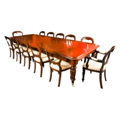 Antique Victorian Mahogany Dining Table 19th C & 12 Balloon Back dining chairs
