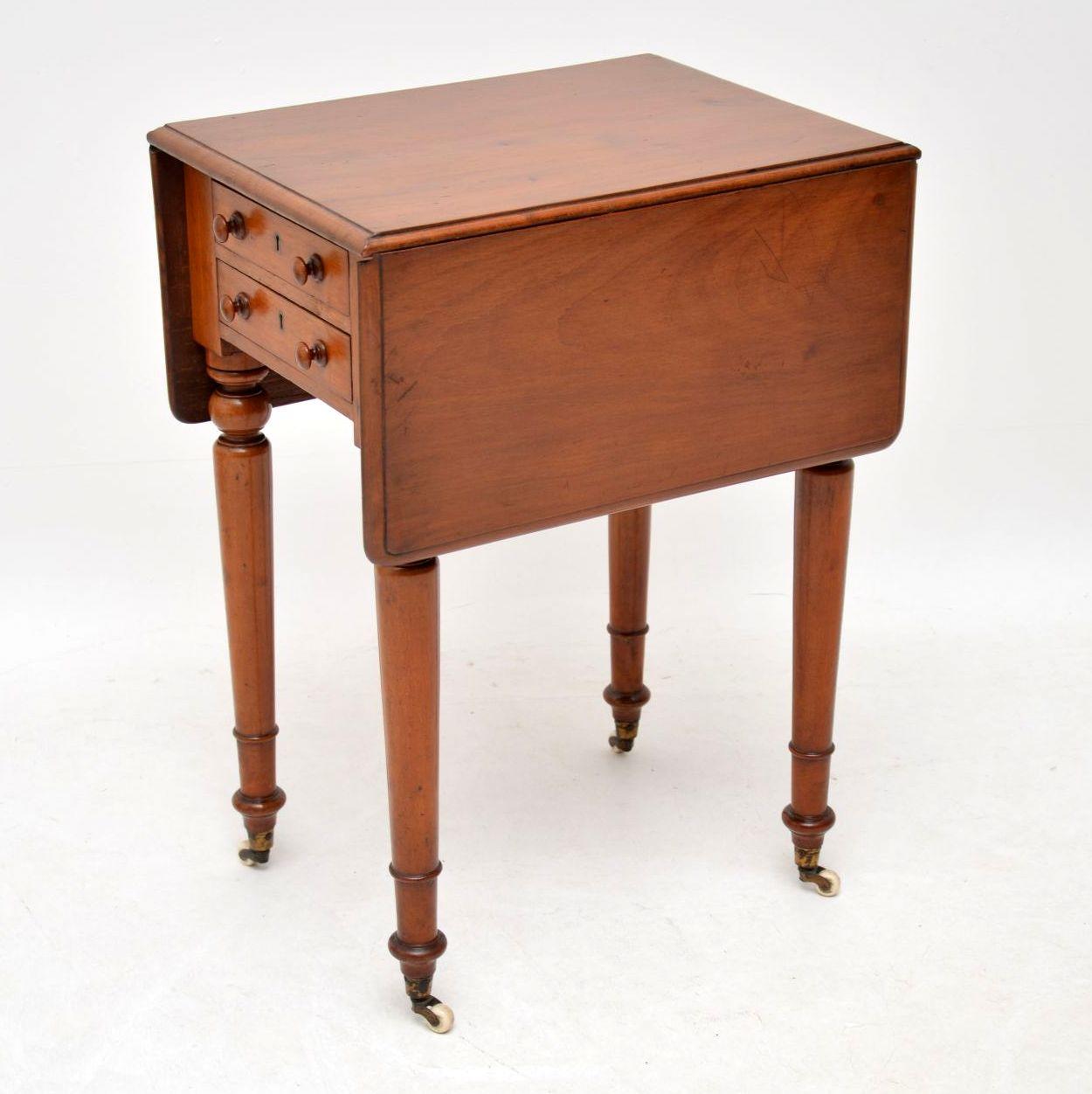 English Antique Victorian Mahogany Drop Leaf Side Table