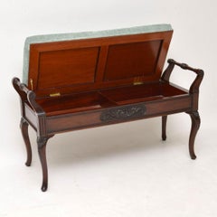 Antique Victorian Mahogany Duet Piano Stool