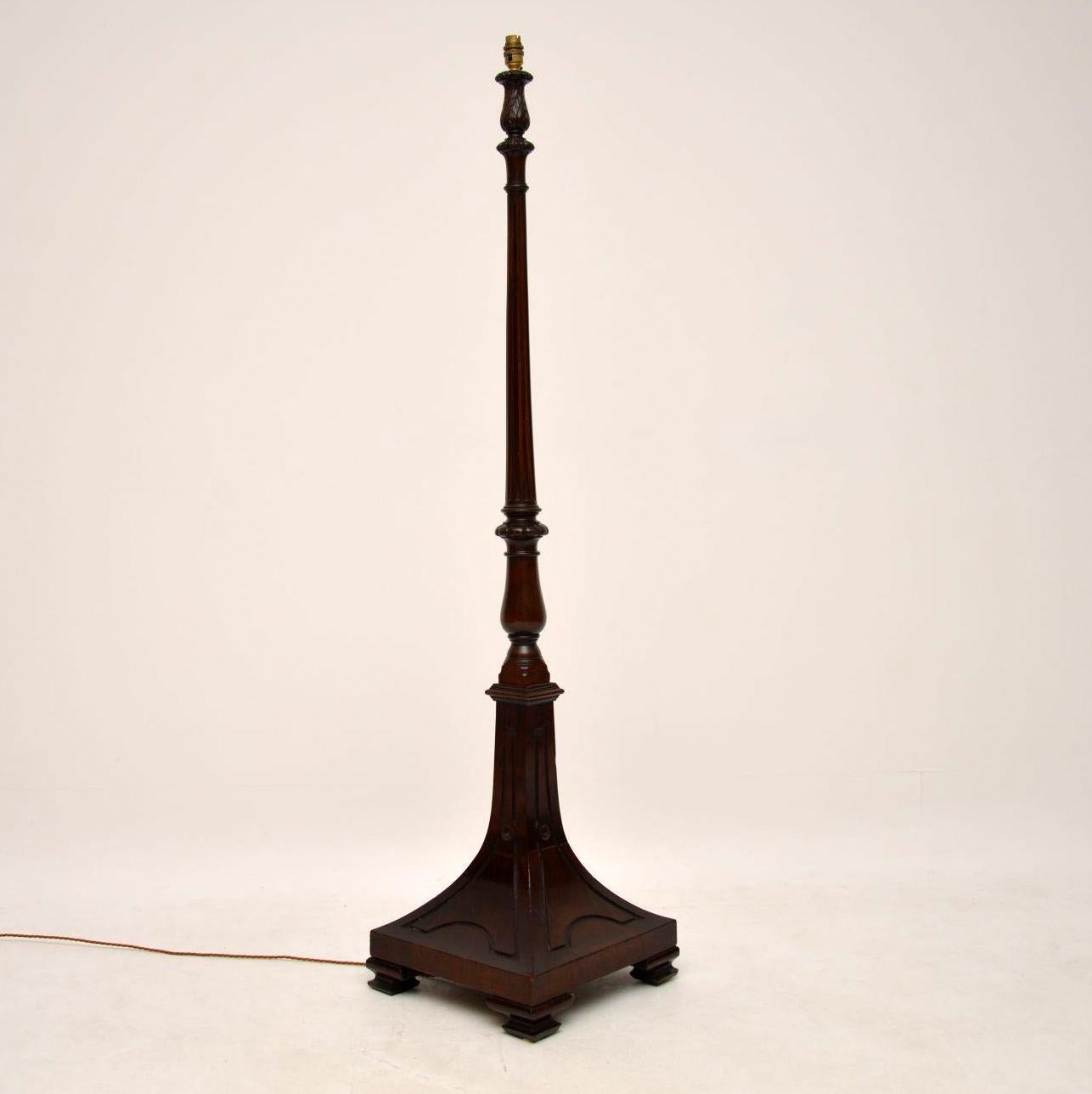 English Antique Victorian Mahogany Floor Lamp