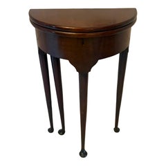 Antique Victorian Mahogany Fold Over Tea Occasional Side Lamp Table