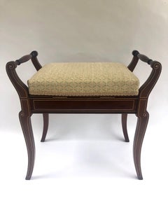 Antique Victorian Mahogany Freestanding Inlaid Piano Stool