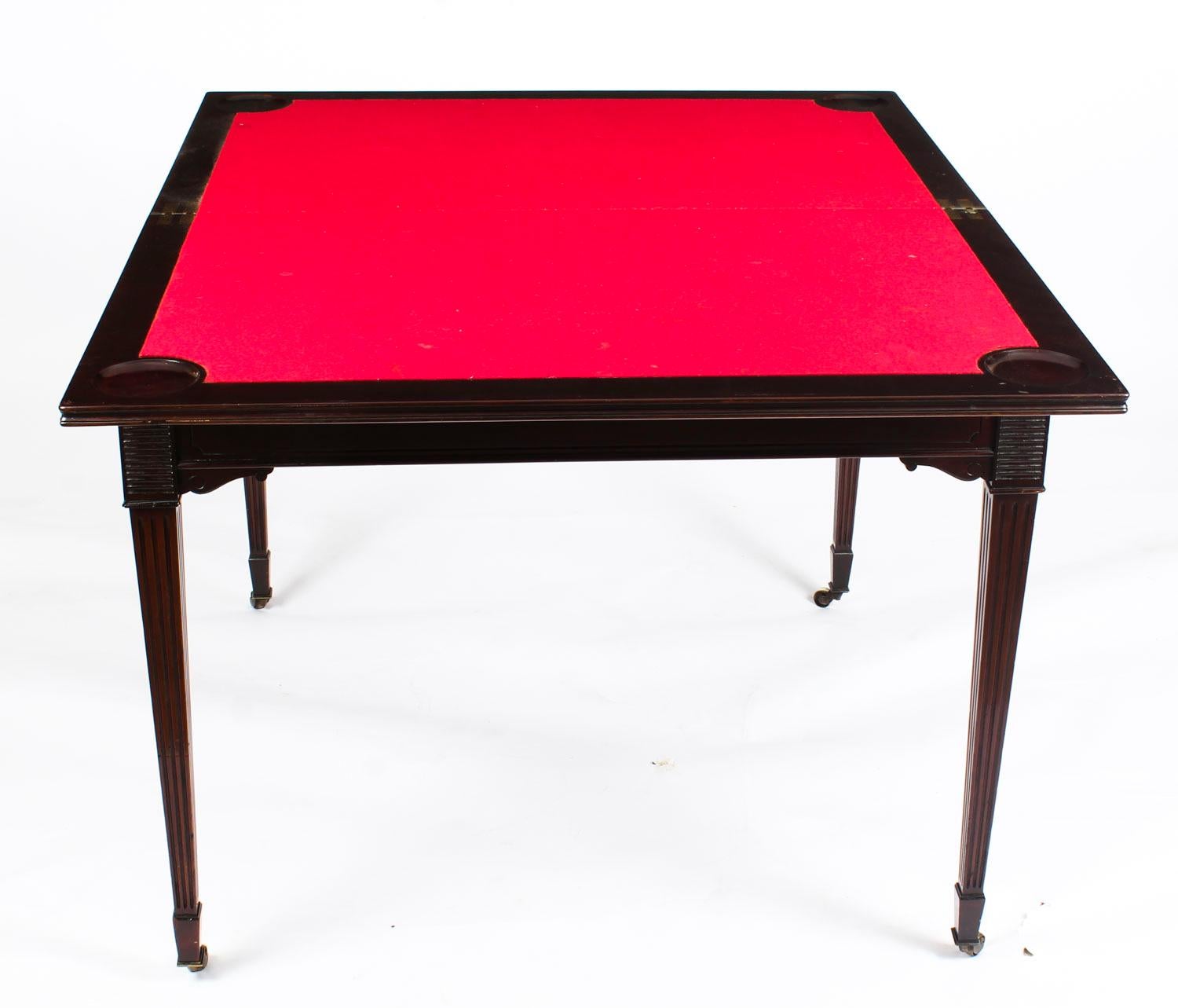 Antique Victorian Mahogany Games Card Roulette Table, 19th Century 4