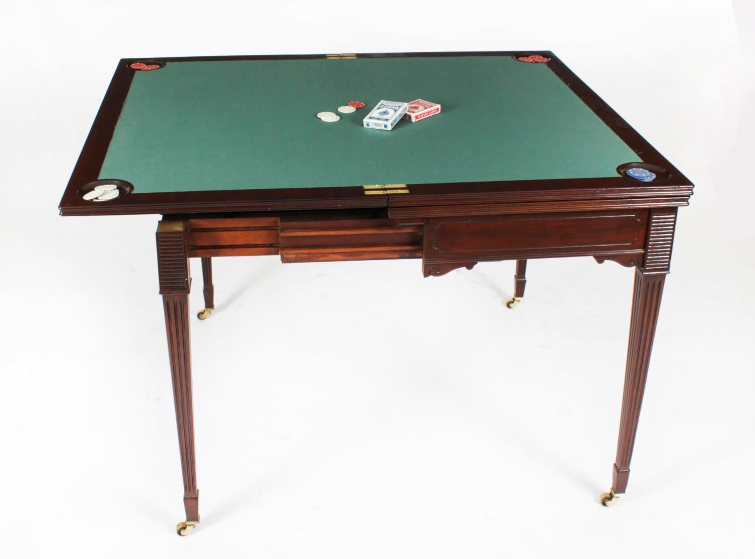 Antique Victorian Mahogany Games Card Roulette Table 19th Century For Sale 8