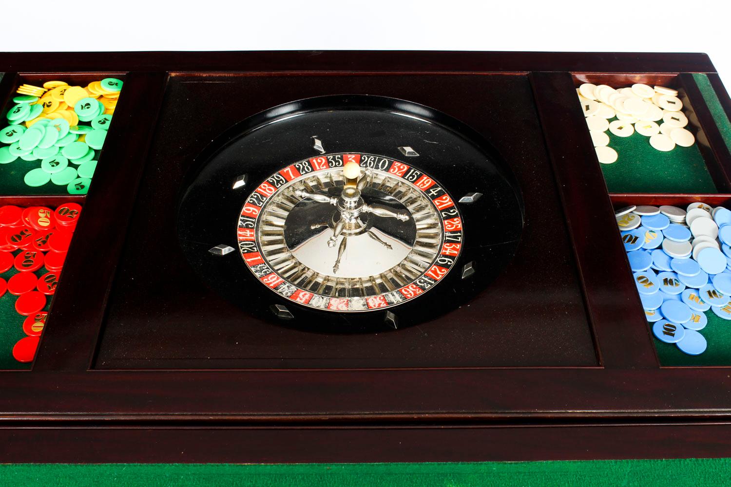 Antique Victorian Mahogany Games Card Roulette Table, 19th Century 6