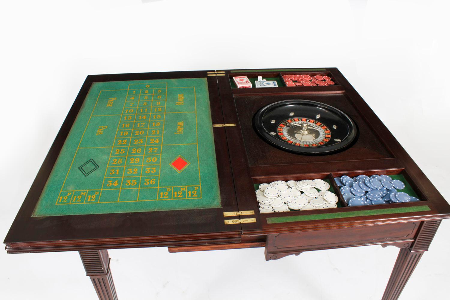 Antique Victorian Mahogany Games Card Roulette Table 19th Century For Sale 10