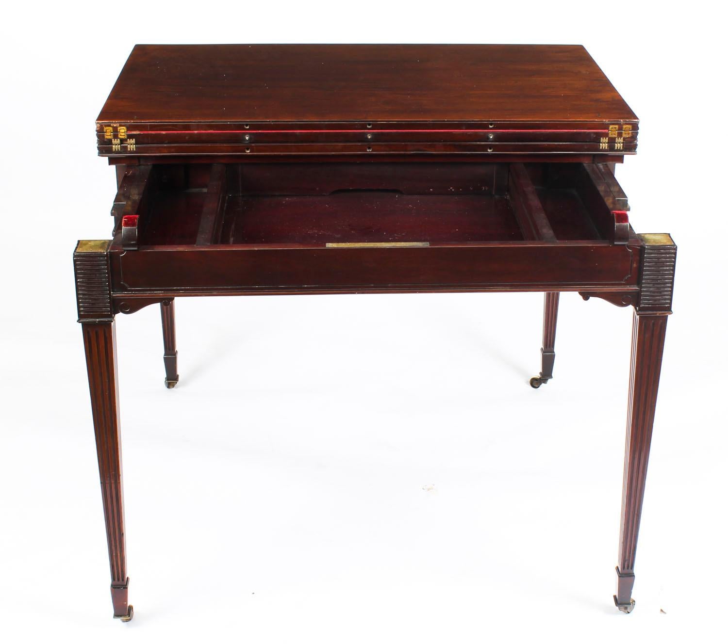 Antique Victorian Mahogany Games Card Roulette Table, 19th Century 11