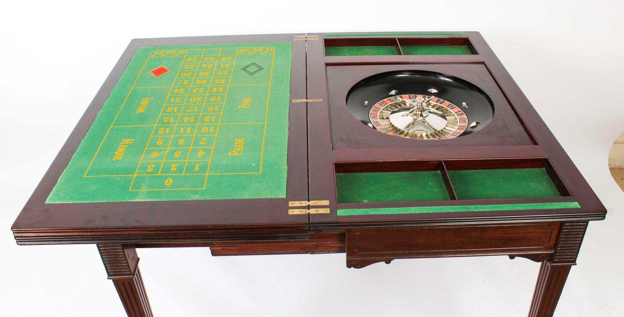 English Antique Victorian Mahogany Games Roulette Table, 19th Century