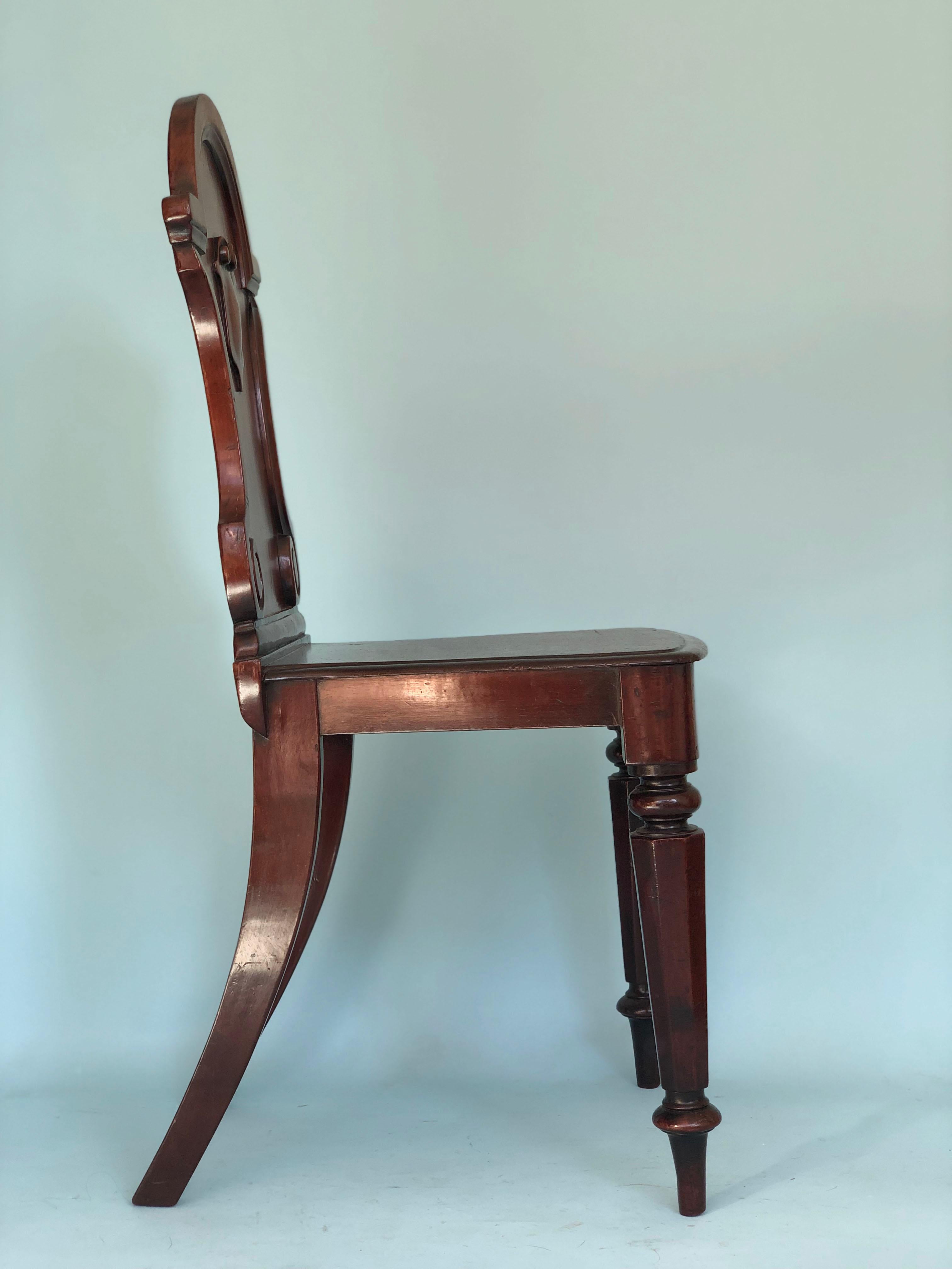 Antique Victorian Mahogany Hall Chair 19th Century at 1stDibs
