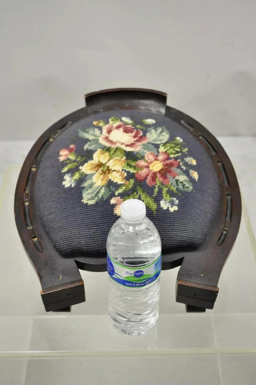 Antiquité Victorienne Acajou Fer à Cheval Aiguille Goutte Tabouret Tabouret de Pieds Ottoman en vente 5