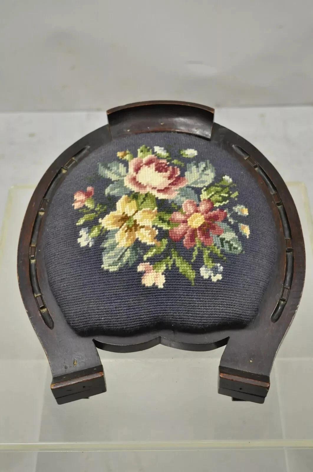 Antiquité Victorienne Acajou Fer à Cheval Aiguille Goutte Tabouret Tabouret de Pieds Ottoman en vente 6