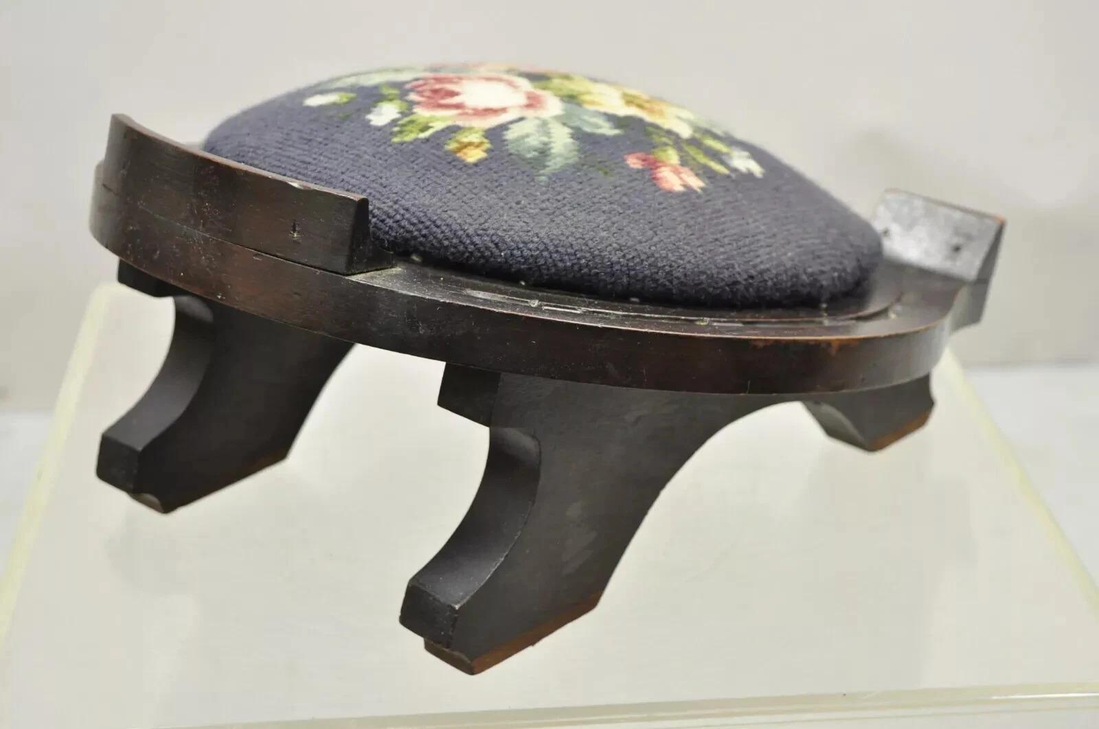 Antiquité Victorienne Acajou Fer à Cheval Aiguille Goutte Tabouret Tabouret de Pieds Ottoman en vente 2
