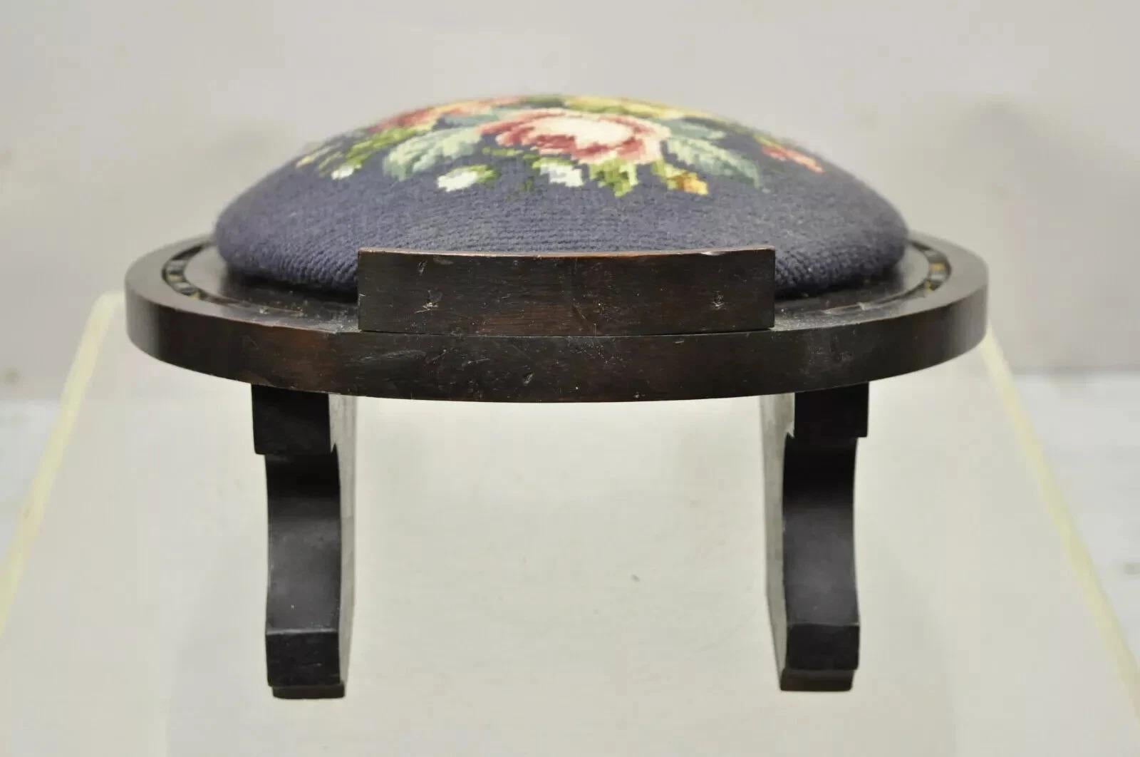Antiquité Victorienne Acajou Fer à Cheval Aiguille Goutte Tabouret Tabouret de Pieds Ottoman en vente 3