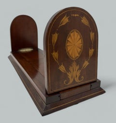 Antique Victorian Mahogany Inlaid Book Slide Bookcase Holder Nineteenth Century