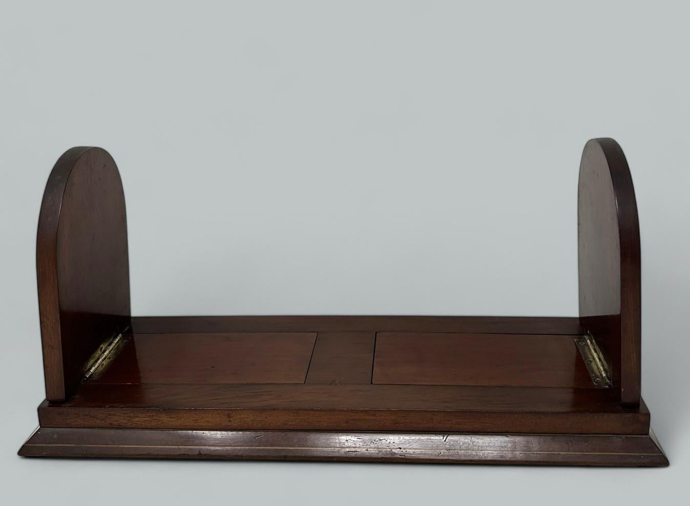 Carved Antique Victorian Mahogany Inlaid Book Slide Bookcase Holder Nineteenth Century For Sale