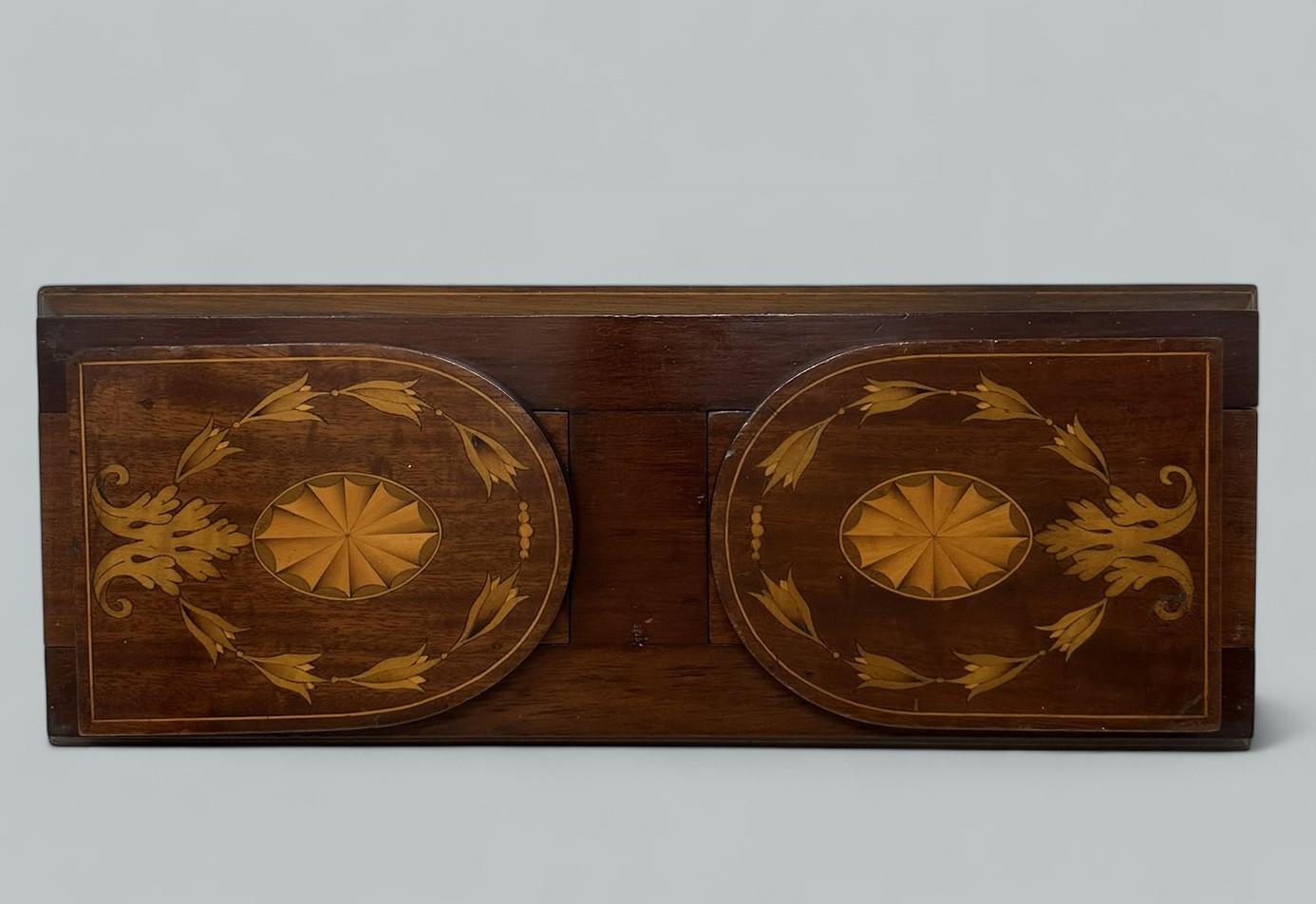 19th Century Antique Victorian Mahogany Inlaid Book Slide Bookcase Holder Nineteenth Century For Sale