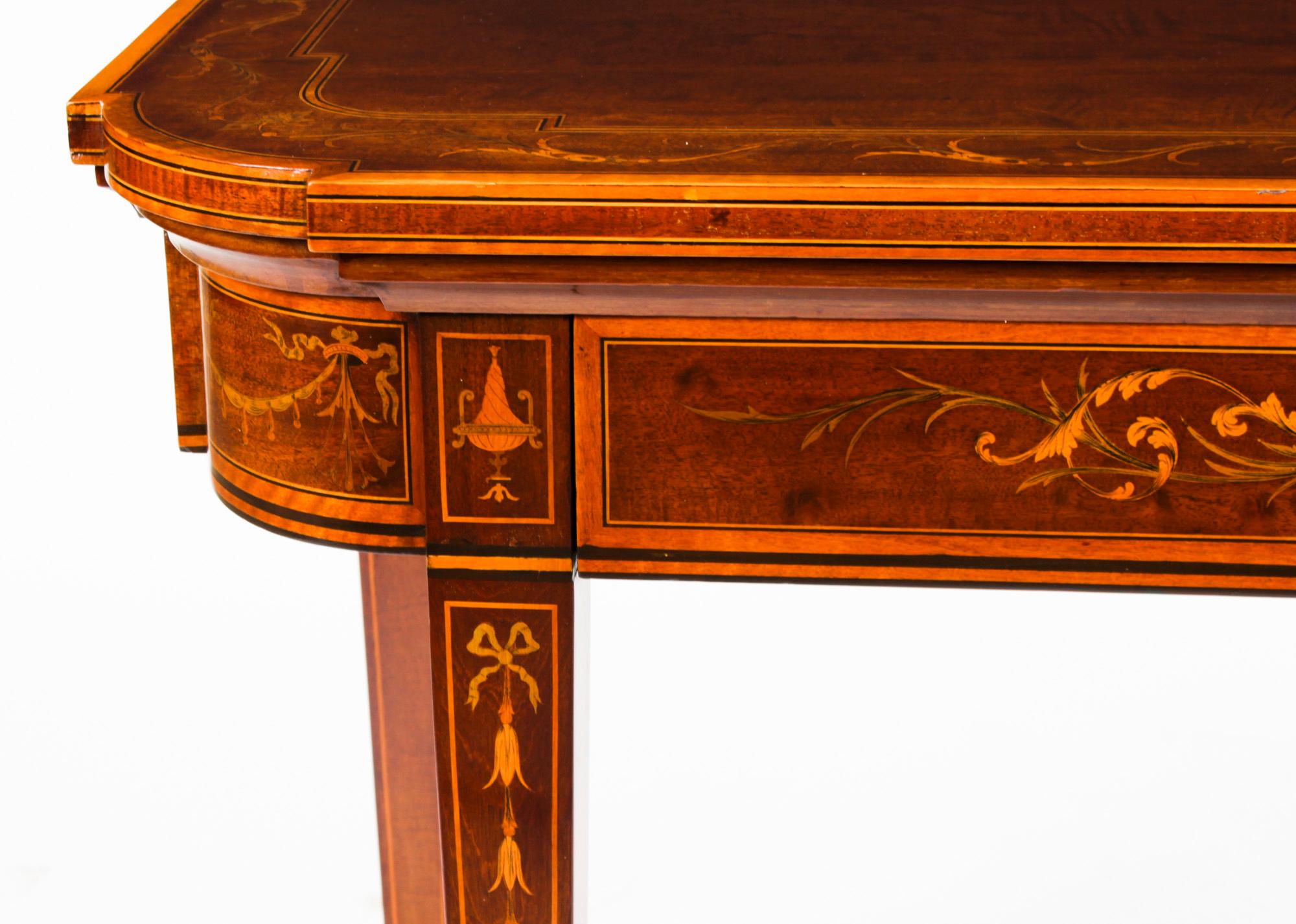 Antiker viktorianischer Mahagoni-Spieltisch mit Intarsien aus dem 19. Jahrhundert im Angebot 6