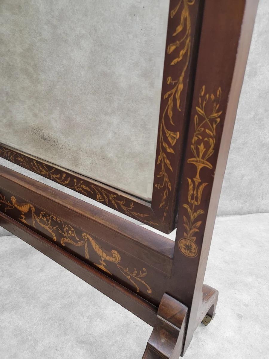 Sconosciuto Antique Mirror vittoriano in mogano intarsiato con vetro smussato in vendita