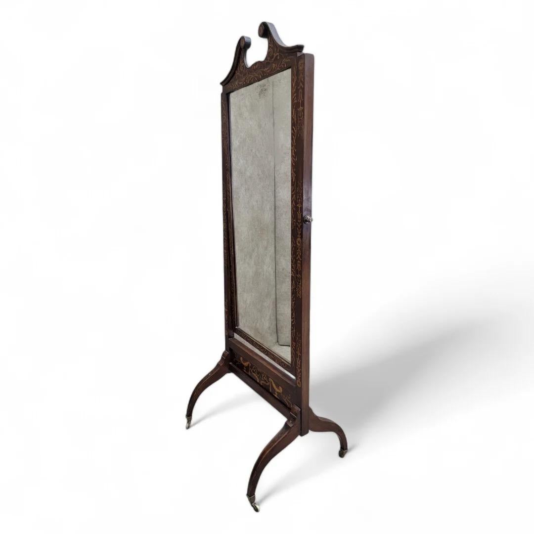 Antique Mirror vittoriano in mogano intarsiato con vetro smussato in vendita 1