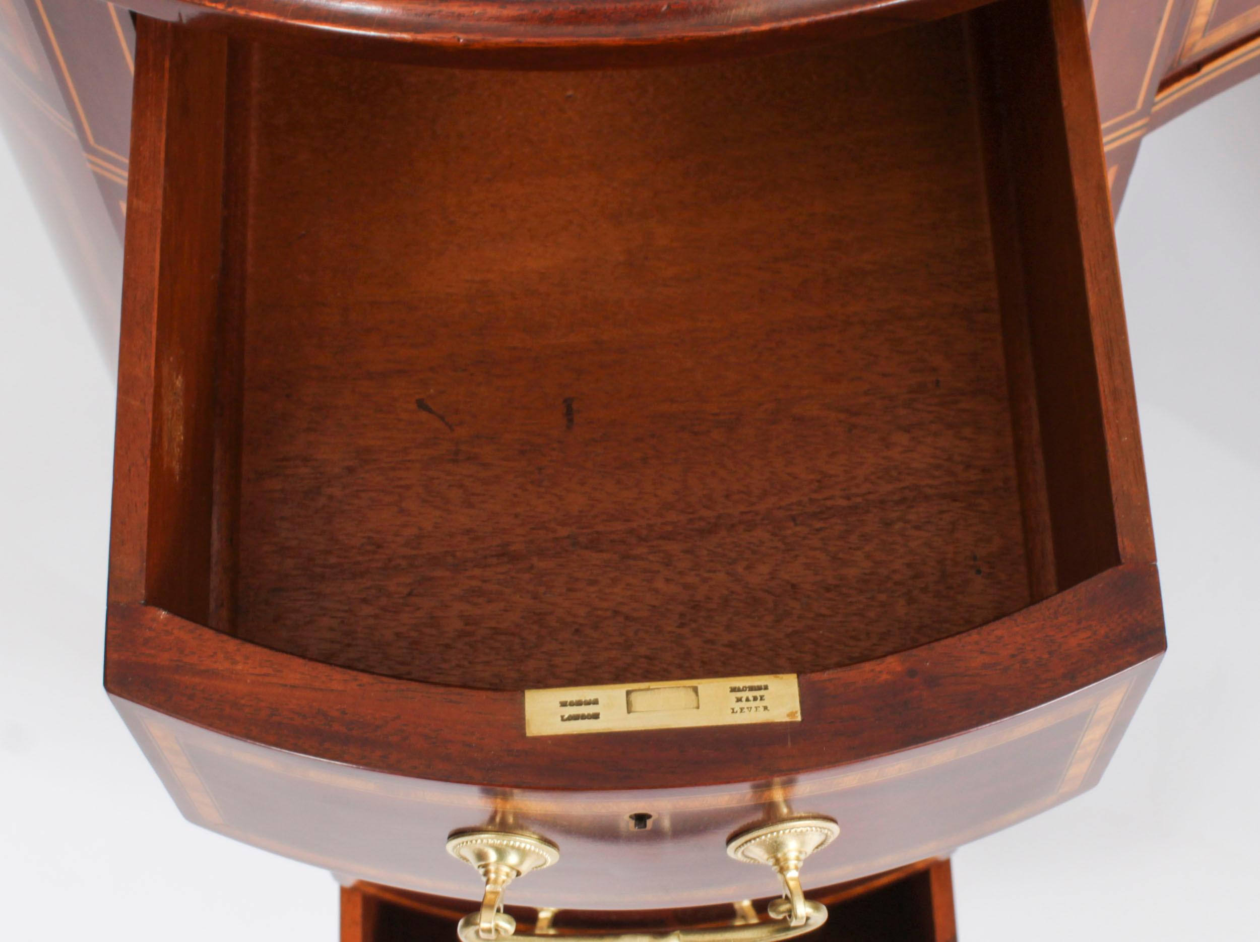 Antique Victorian Mahogany Inlaid Kidney Desk C1880 19th Century For Sale 5