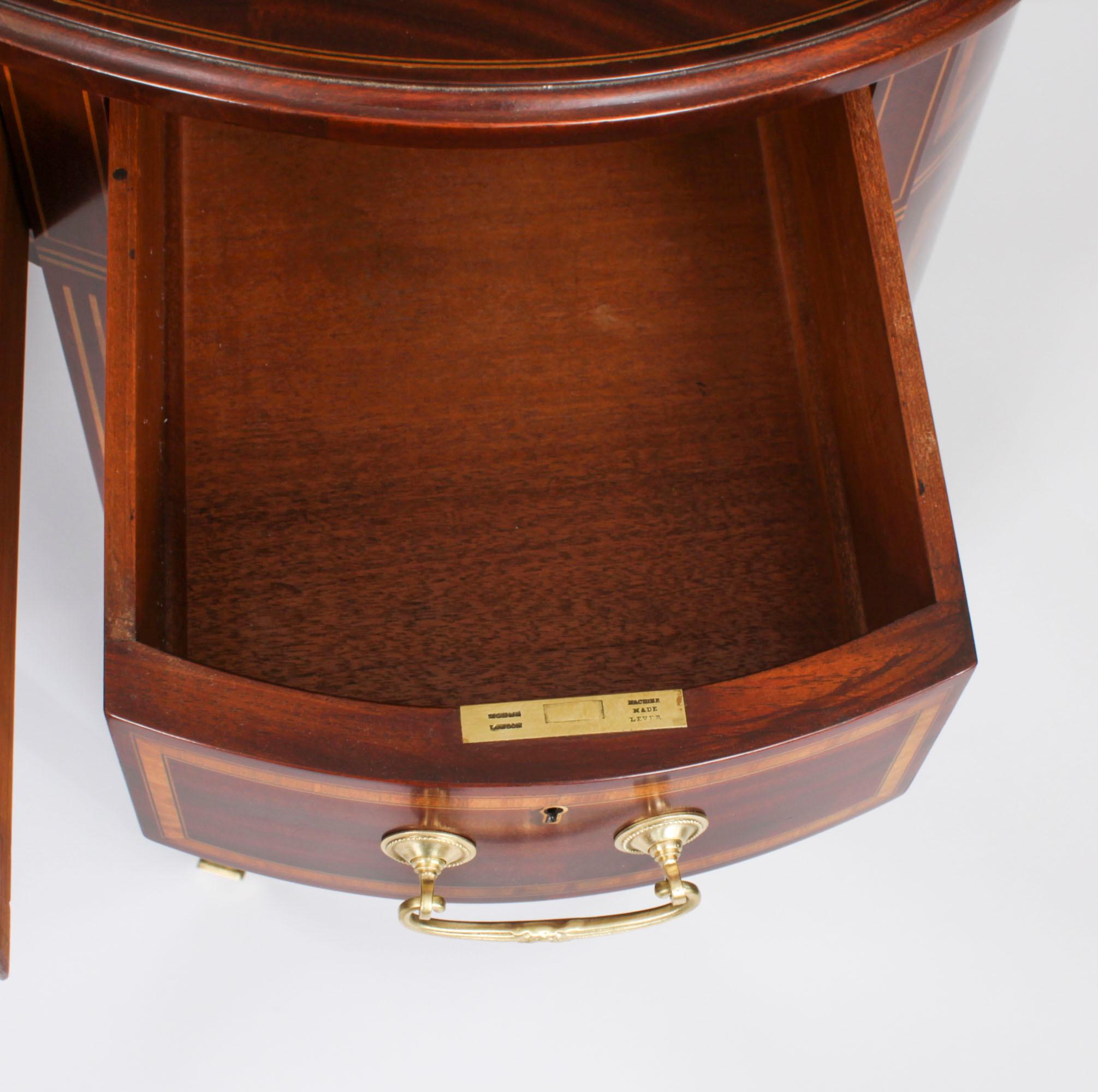 Antique Victorian Mahogany Inlaid Kidney Desk C1880 19th Century For Sale 7