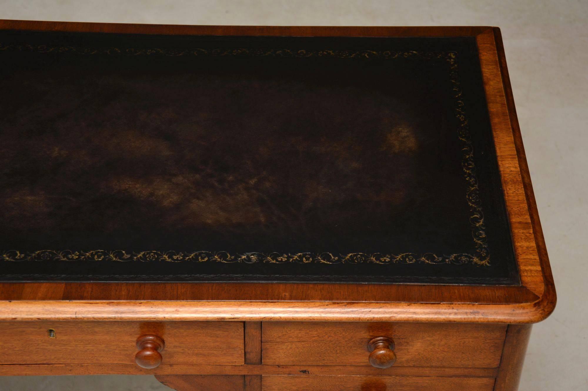 Antique Victorian Satin Birch Leather Top Desk 5