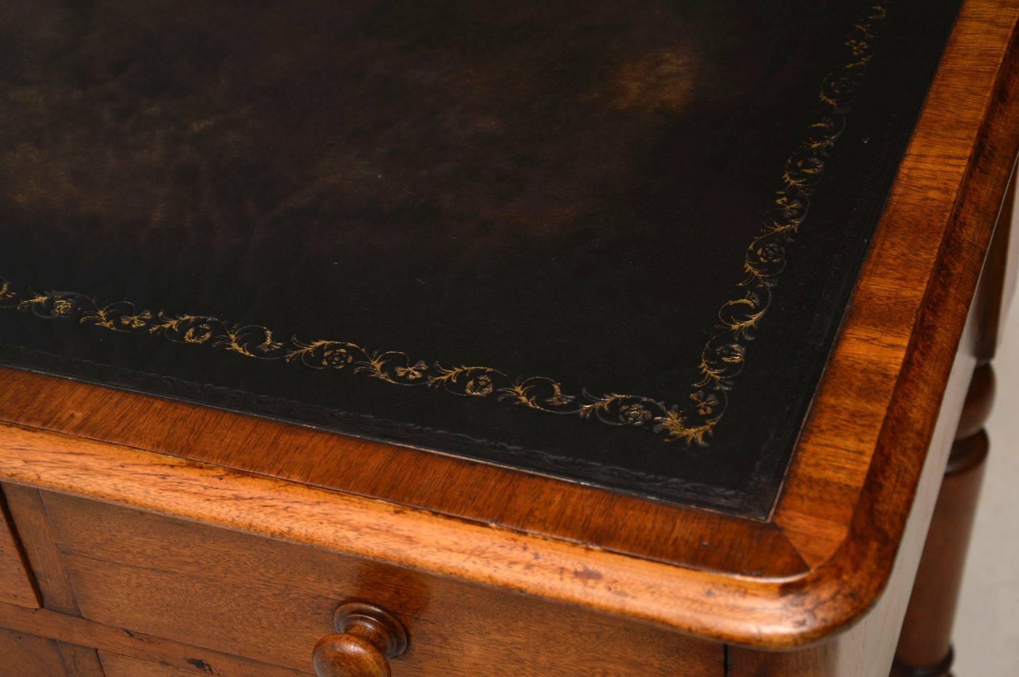 Antique Victorian Satin Birch Leather Top Desk 7