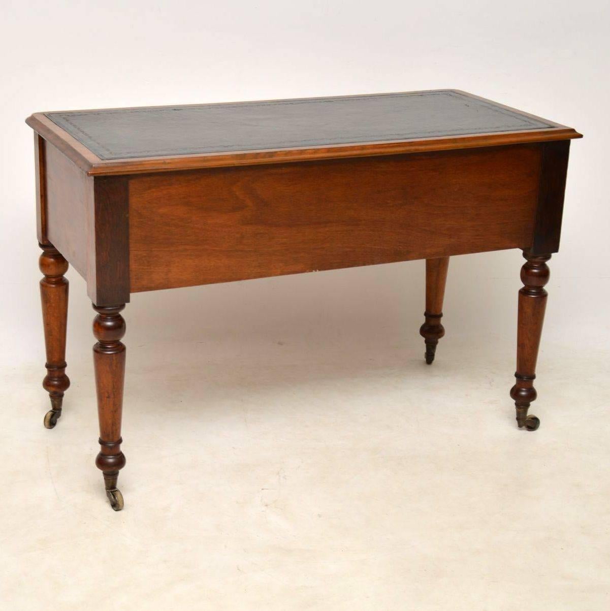 Antique Victorian Satin Birch Leather Top Desk 8