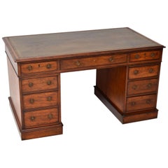 Antique Victorian Mahogany Leather Top Desk