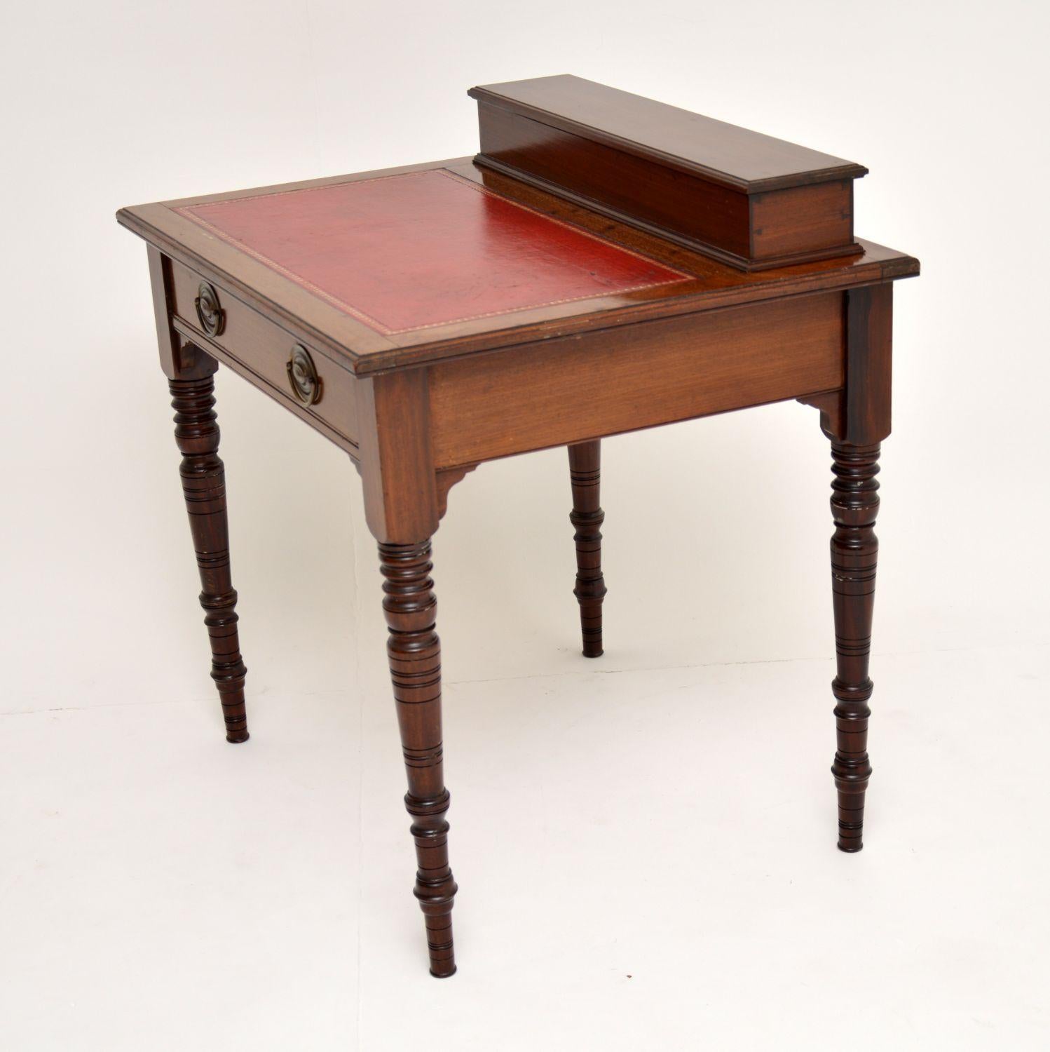 English Antique Victorian Mahogany Leather Top Desk or Writing Table