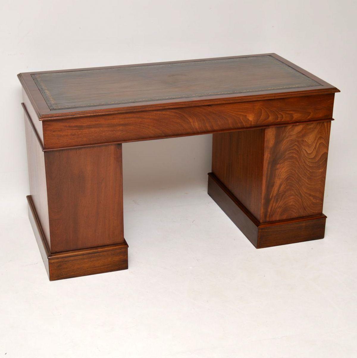 Antique Victorian Mahogany Leather Top Pedestal Desk 5