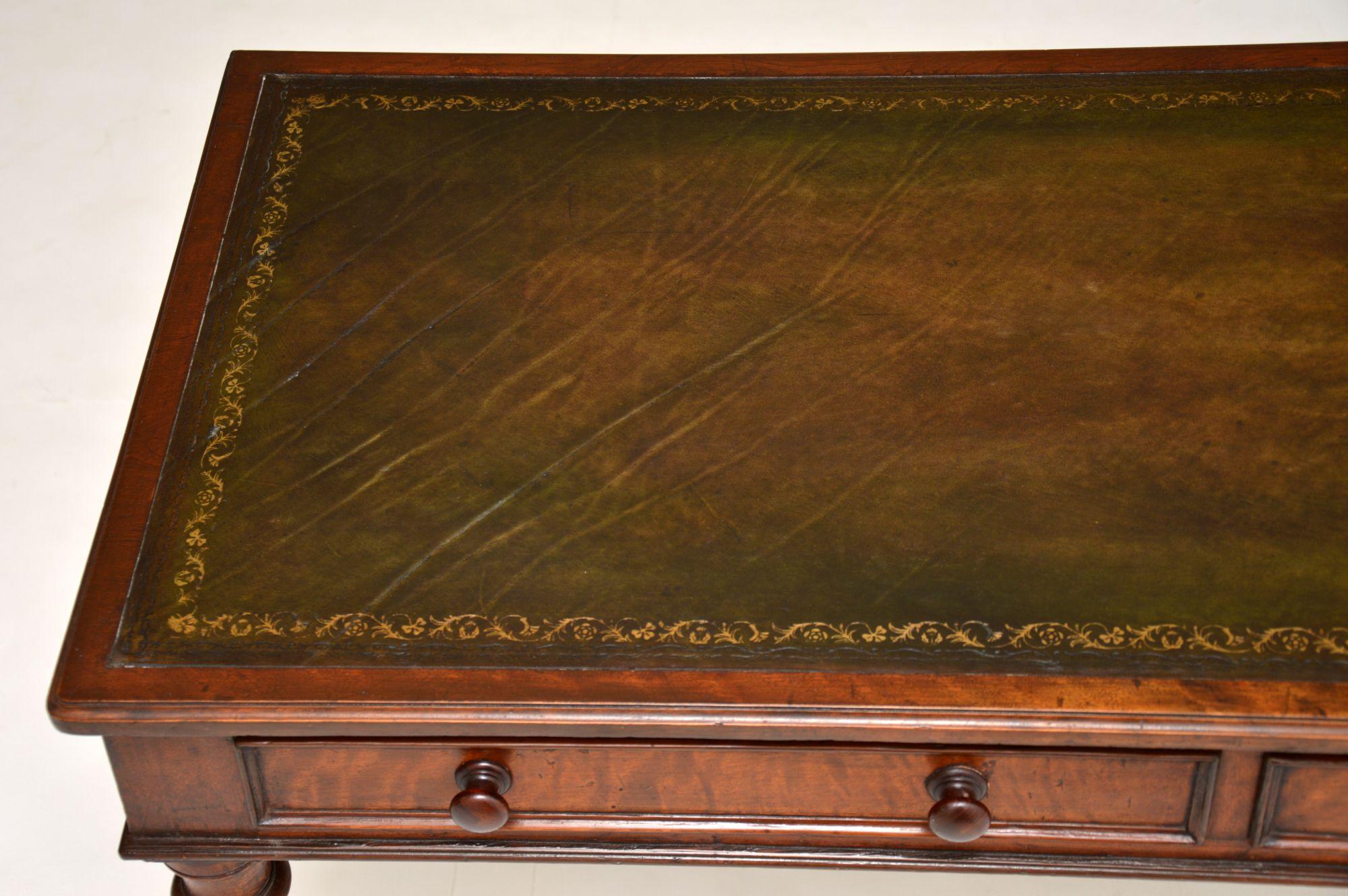 Antique Victorian Mahogany Leather Top Writing Table or Desk In Good Condition In London, GB