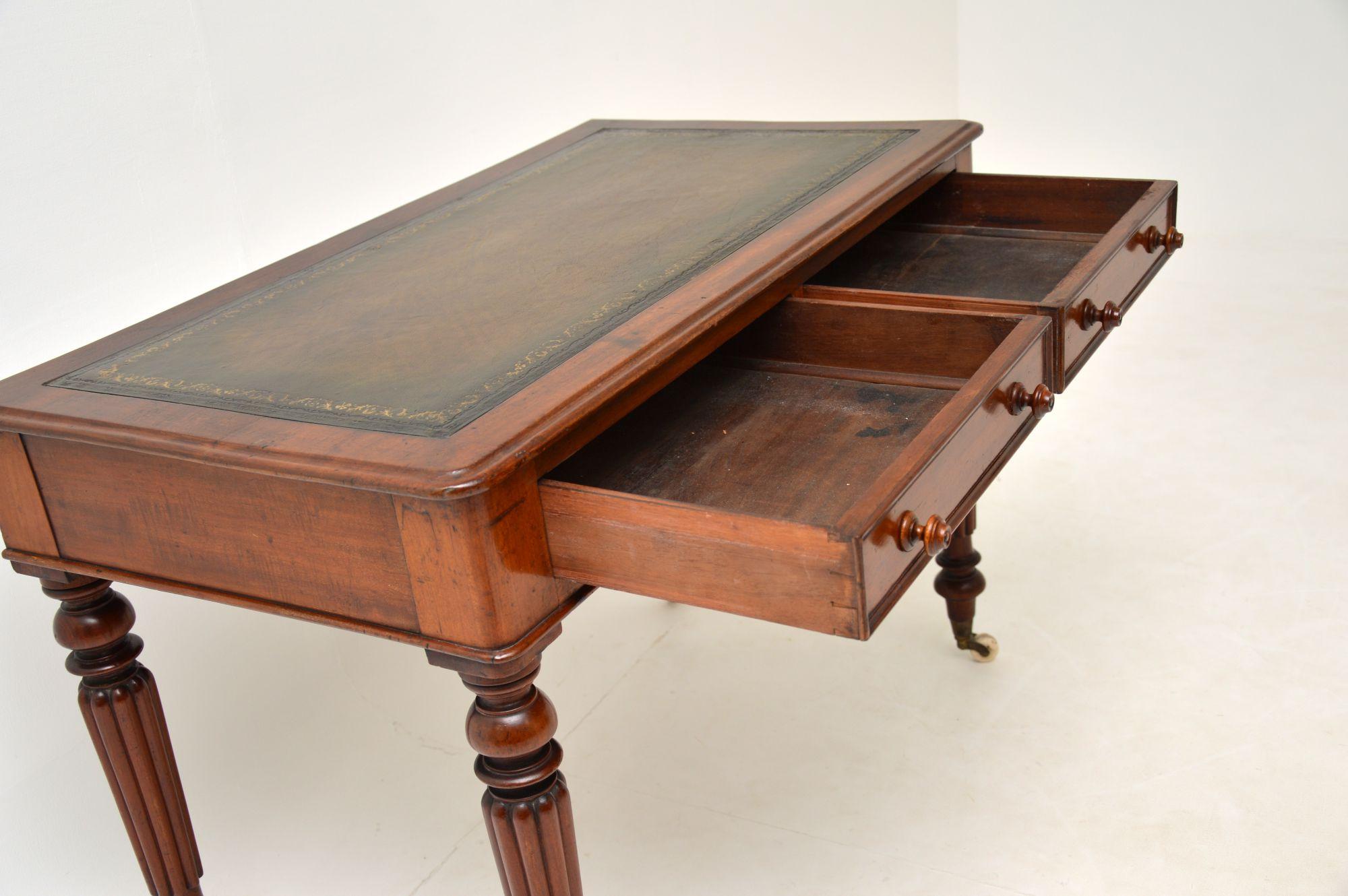 Antique Victorian Mahogany Leather Top Writing Table / Desk 3