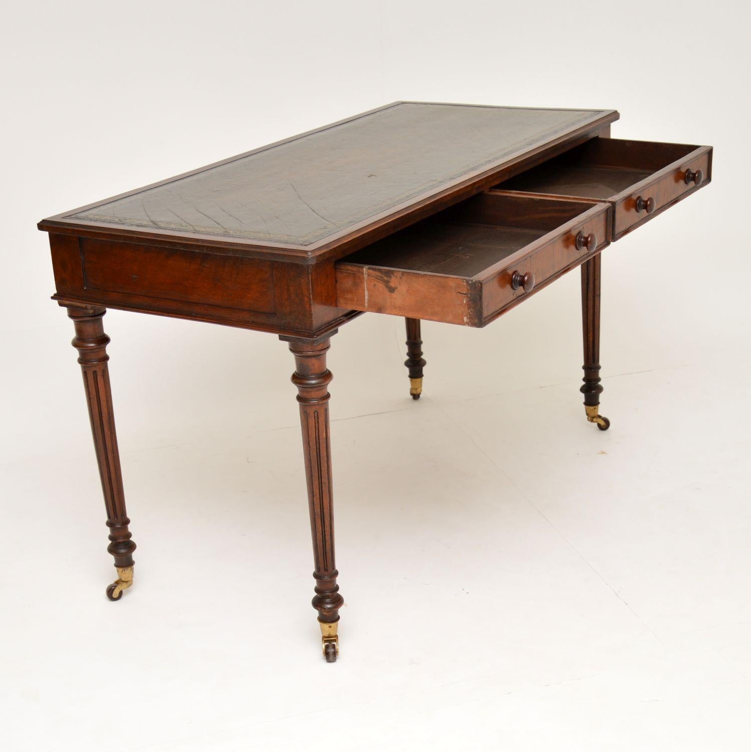 Antique Victorian Mahogany Leather Top Writing Table or Desk 4