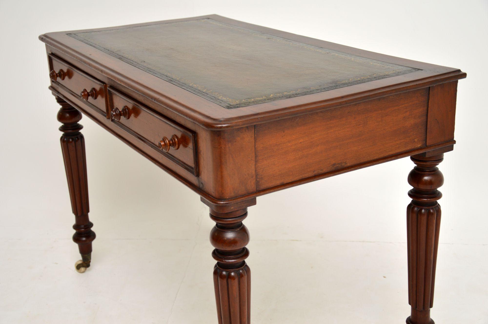Antique Victorian Mahogany Leather Top Writing Table / Desk 4