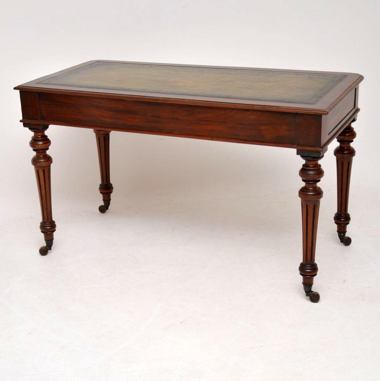 Antique Victorian Mahogany Leather Top Writing Table 4