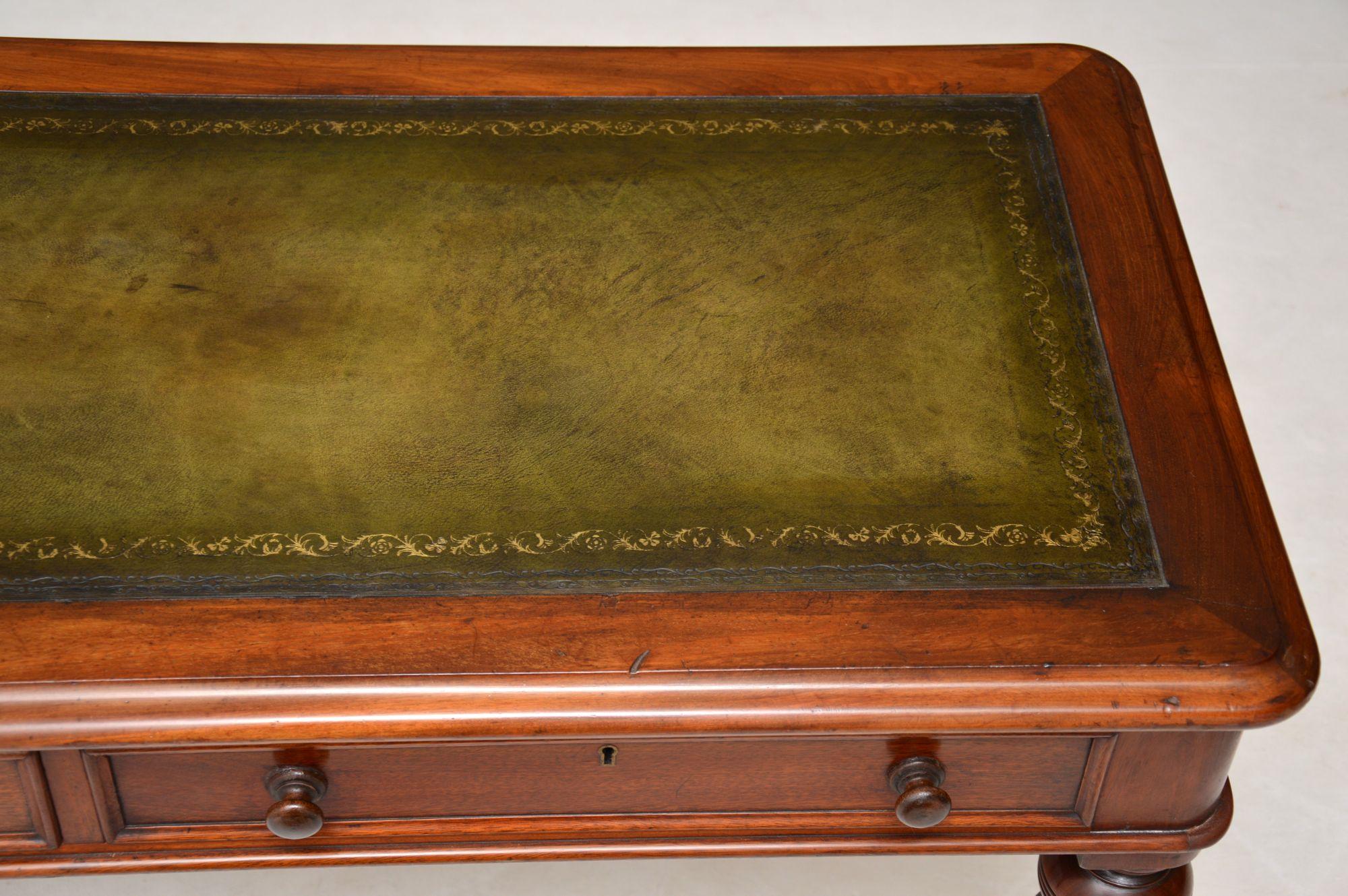 Antique Victorian Mahogany Leather Top Writing Table 4