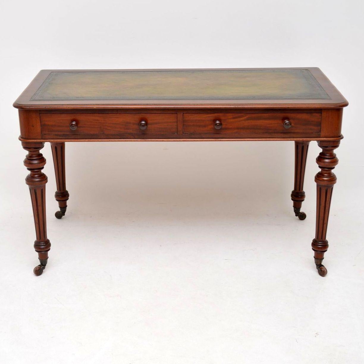 Antique Victorian Mahogany Leather Top Writing Table 5