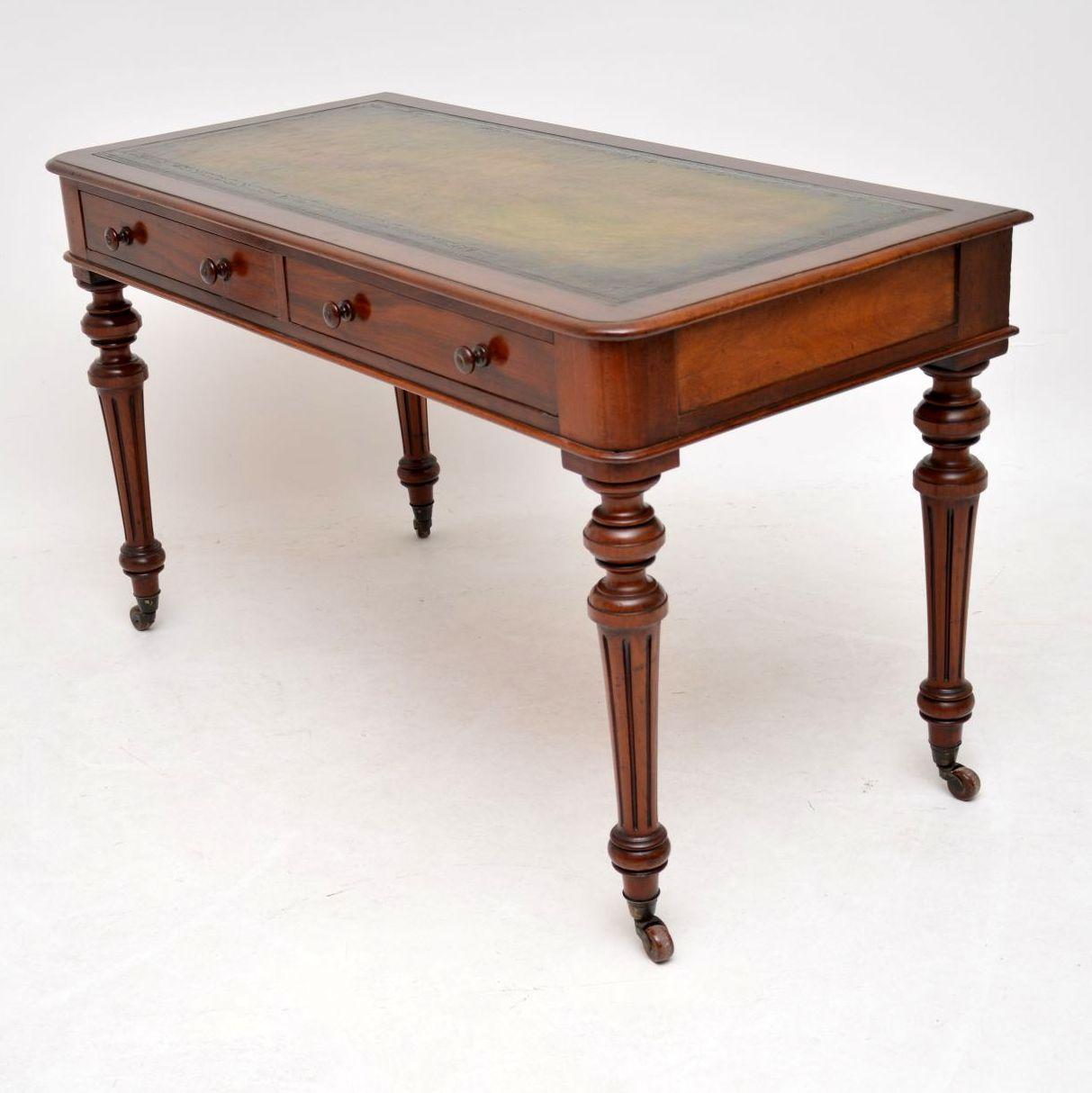 Antique Victorian Mahogany Leather Top Writing Table 10