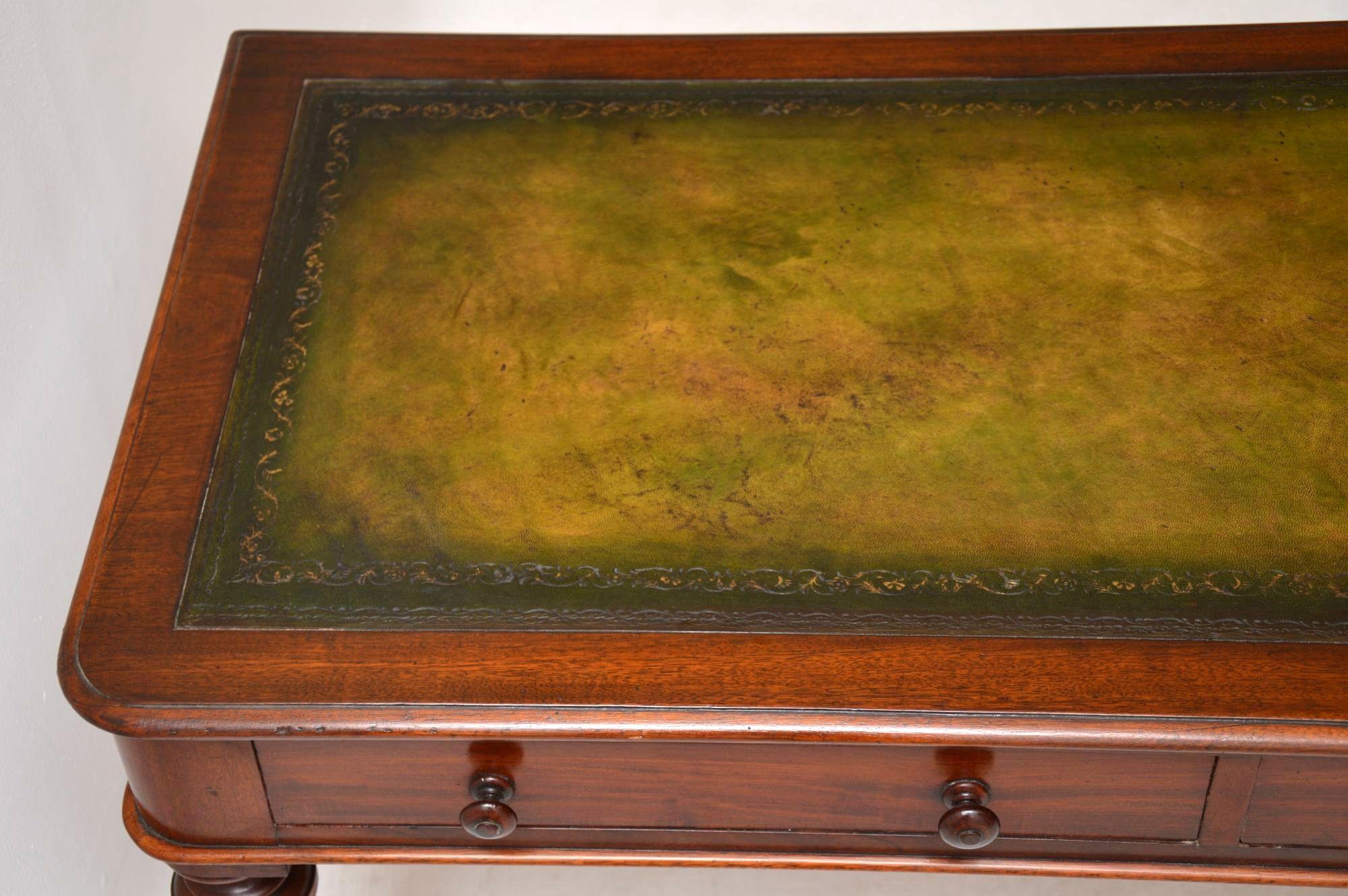 Antique Victorian Mahogany Leather Top Writing Table 12